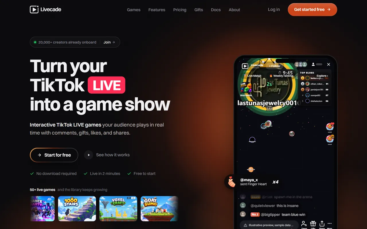Livecade, a web platform built by d99labs