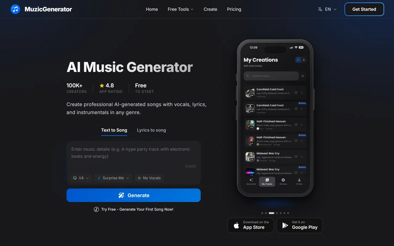 The MuzicGenerator web app