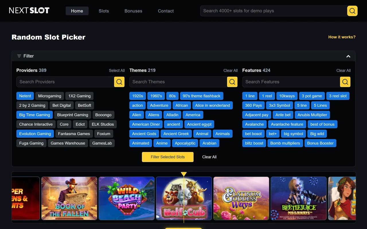 The NextSlot slot picker